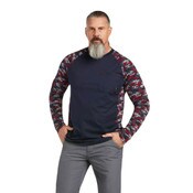 Ariat FR Stretch Camo Baseball T-Shirt in Navy